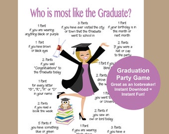 Graduation Party Game Printable, 2024 Graduation Games, Graduation Party Game, High School Graduation, College Graduation, Instant Download