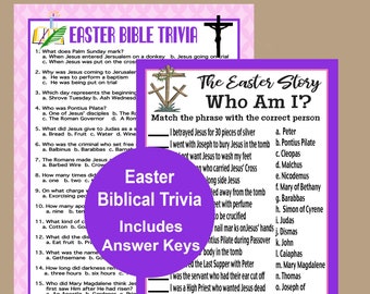 Easter Religious Games, Easter Bible Trivia Easter Printable Party Games, Easter Family Games, Printable Easter Trivia, Instant Download