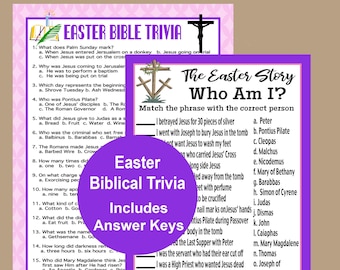 Easter Religious Games, Easter Bible Trivia Easter Printable Party Games, Easter Family Games, Printable Easter Trivia, Instant Download