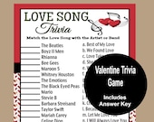 Love Song Trivia Game, Valentine Group Game, Engagement Party Games, Bridal Shower Song Trivia, Instant Download