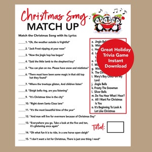 Christmas Song Trivia Game, Christmas Trivia 2023, Christmas Music Trivia Printable Games, Christmas Party Games  for Kids & Adults