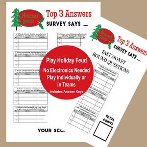 Family Feud Holiday Edition, Family Feud Game, Holiday Trivia Game, Christmas Game, Xmas Trivia Game, Teen Trivia Game, Christmas Quiz