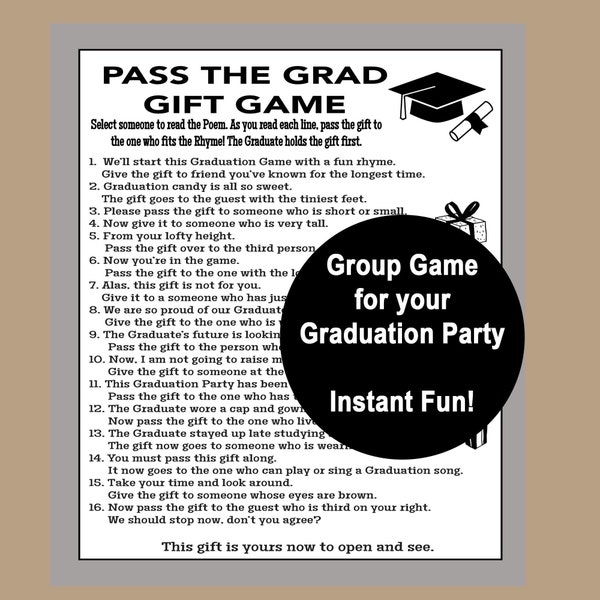 Graduation Games 2024, Graduation Party, Pass the Gift Game, Pass the Present Game, Grad Group Game, Trivia Games, Instant Download
