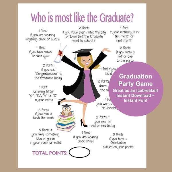 Graduation Party Game Printable, 2024 Graduation Games, Graduation Party Game, High School Graduation, College Graduation, Instant Download