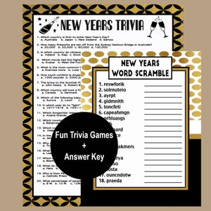 New Years Trivia Game, New Years Eve Party Game 2024, New Years Day 2024, New Years Trivia Game,New Years Eve Word Scramble Game, Printable
