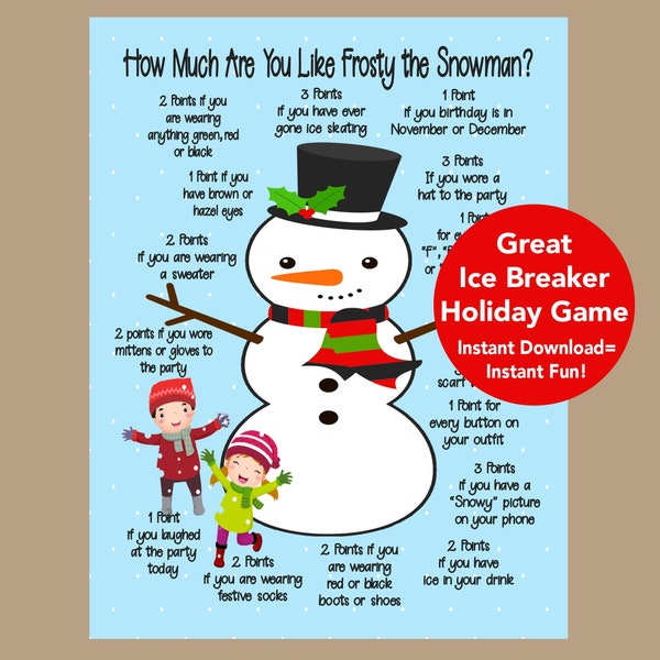 Christmas Game Printable, 2023 Holiday Games, Winter Holiday Game, Office Party Game, Icebreaker, Mix and Mingle Game Printable