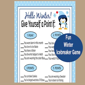 Winter Icebreaker Game, Winter Get-to-Know You Game, Winter Game for Kids, Skating Party Game, Winter Birthday Game, Winter Printable