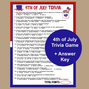 4th of July Trivia, 4th of July Game, US States Game, American Trivia Game, Independence Day Game, 4th of July Family Quiz, Instant Download image 1