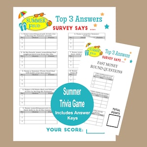 Summer Trivia Games Summer Pool Party Games Teen Pool Party Etsy