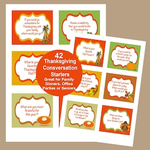 Thanksgiving-gespreksstarters, Thanksgiving-dinerfeestspel, gesprekskaarten, Thanksgiving-ijsbrekers, Thanksgiving-kaarten