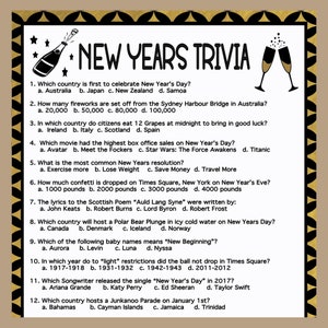 New Years Trivia Game, New Years Eve Trivia Game 2024, Printable New Years Day Game 2024, Fun Family Game for New Years, Adult Party Game