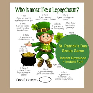 St Patricks Day Games, St Patricks Day Activity, Teen St Patricks Day Party Game, St. Patrick's Day Icebreaker Printable, Instant Download