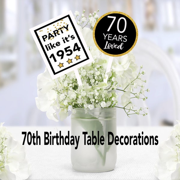 70th Birthday Table Decorations, 70 Birthday Party Decor, 1954 Birthday Decorations, Cheers to 70 Years, 70th Signs, Instant Download