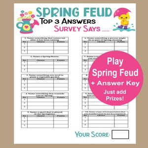 Frühlingsfamilie Feud Trivia Spiel, Frühling Trivia Spiel, Frühling Senioren Spiel, Frühling Schulspiel, Frühling Eisbrecher, Spaß Frühling Aktivität