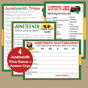 Juneteenth Games, Juneteenth Trivia, Juneteenth Quiz, African American History Quiz, Seniors Game, Youth Group Game, Instant Download image 1