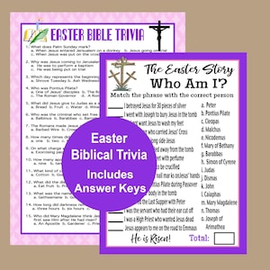 Easter Religious Games, Easter Bible Trivia Easter Printable Party Games, Easter Family Games, Printable Easter Trivia, Instant Download