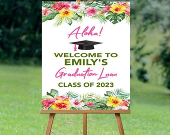 Graduation Welcome Sign, Graduation Luau Party, Graduation 2023 Sign, High School Graduation, Grad Pool Party Sign, Graduation Decorations