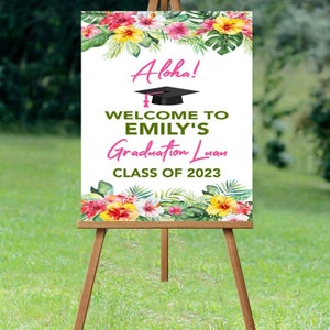 Graduation Welcome Sign, Graduation Luau Party, Graduation 2023 Sign, High School Graduation, Grad Pool Party Sign, Graduation Decorations