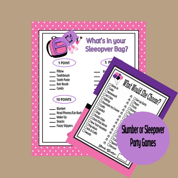 8th 9th 10th 11th 12th birthday party game slumber party