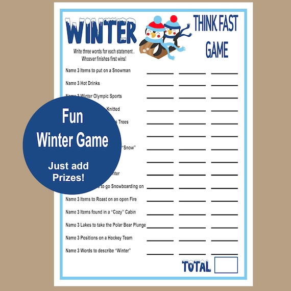 Winter Trivia Game Think Fast Game Winter (Download Now) 