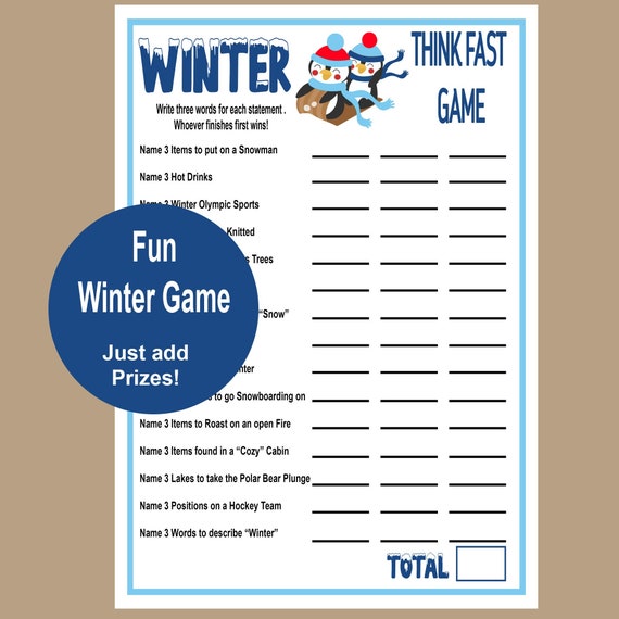 Think Fast Icebreaker Game Printable | Instant Download