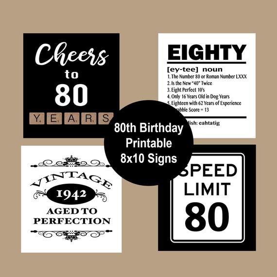 80th Birthday Party Decorations 80th Birthday Printable 80th - Etsy