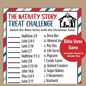 Bible Christmas Candy Match Game, Nativity Candy Match Game, Sunday School Christmas Game, Group Christmas Game for Kids, Teens, Seniors