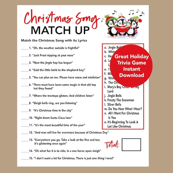 Christmas Song Trivia Game Christmas Trivia 2022 Christmas - Etsy Denmark