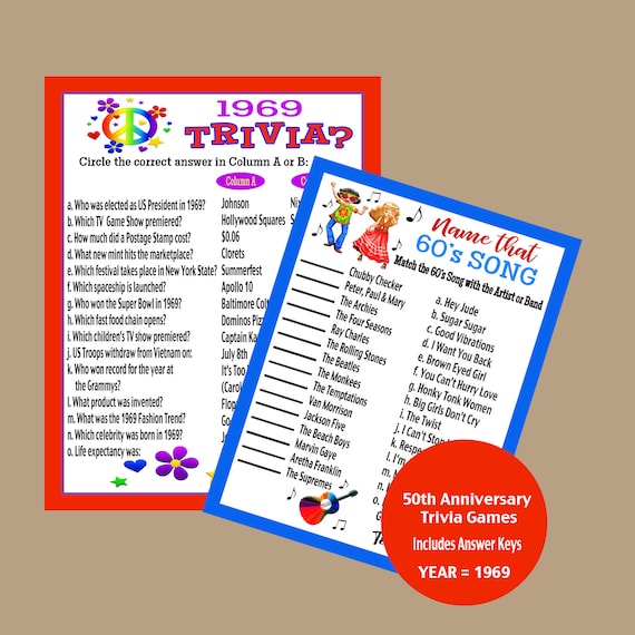 50th Anniversary Party Games Adult Party Games 50th Trivia Etsy
