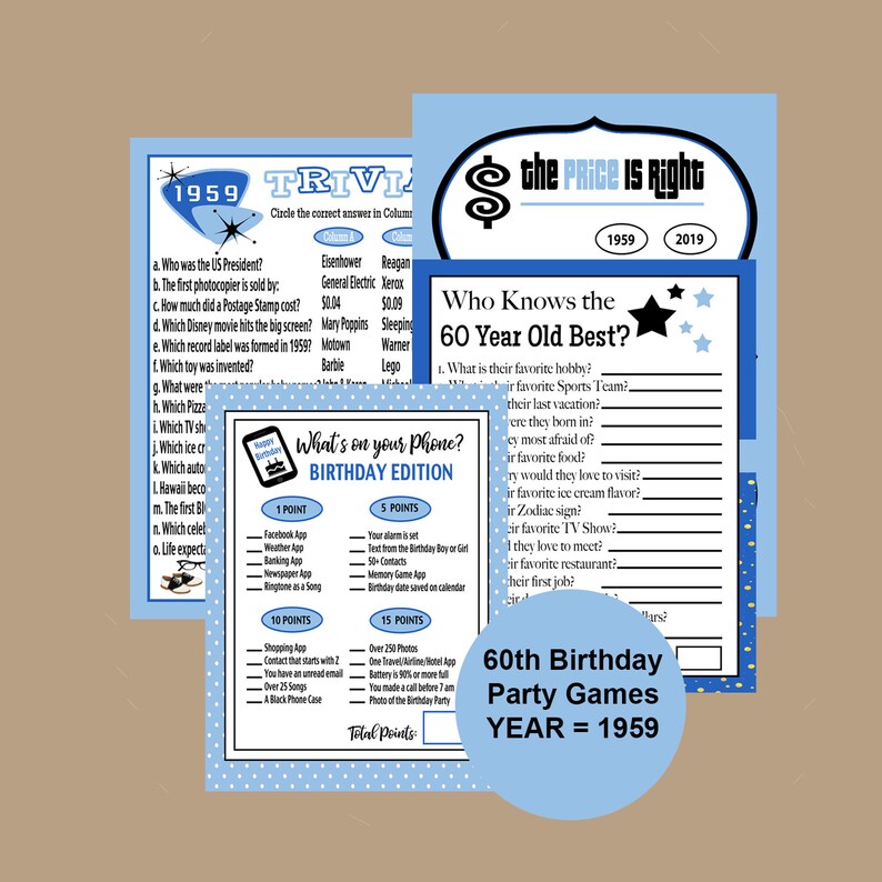Who Knows The 60 Year Old Best Instant Download 60th Trivia Game Price Is Right Game 1959 Trivia Game Party Trivia Game Party Games Paper Party Supplies Hedoarchitects Pl