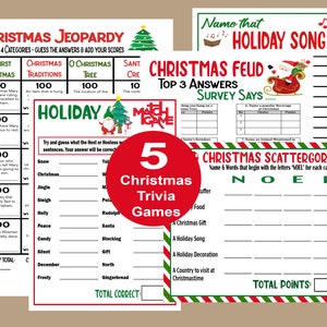 Christmas Games, Christmas Trivia, Christmas Group Games, Christmas Jeopardy, Christmas Seniors Games, Christmas Icebreaker Printables