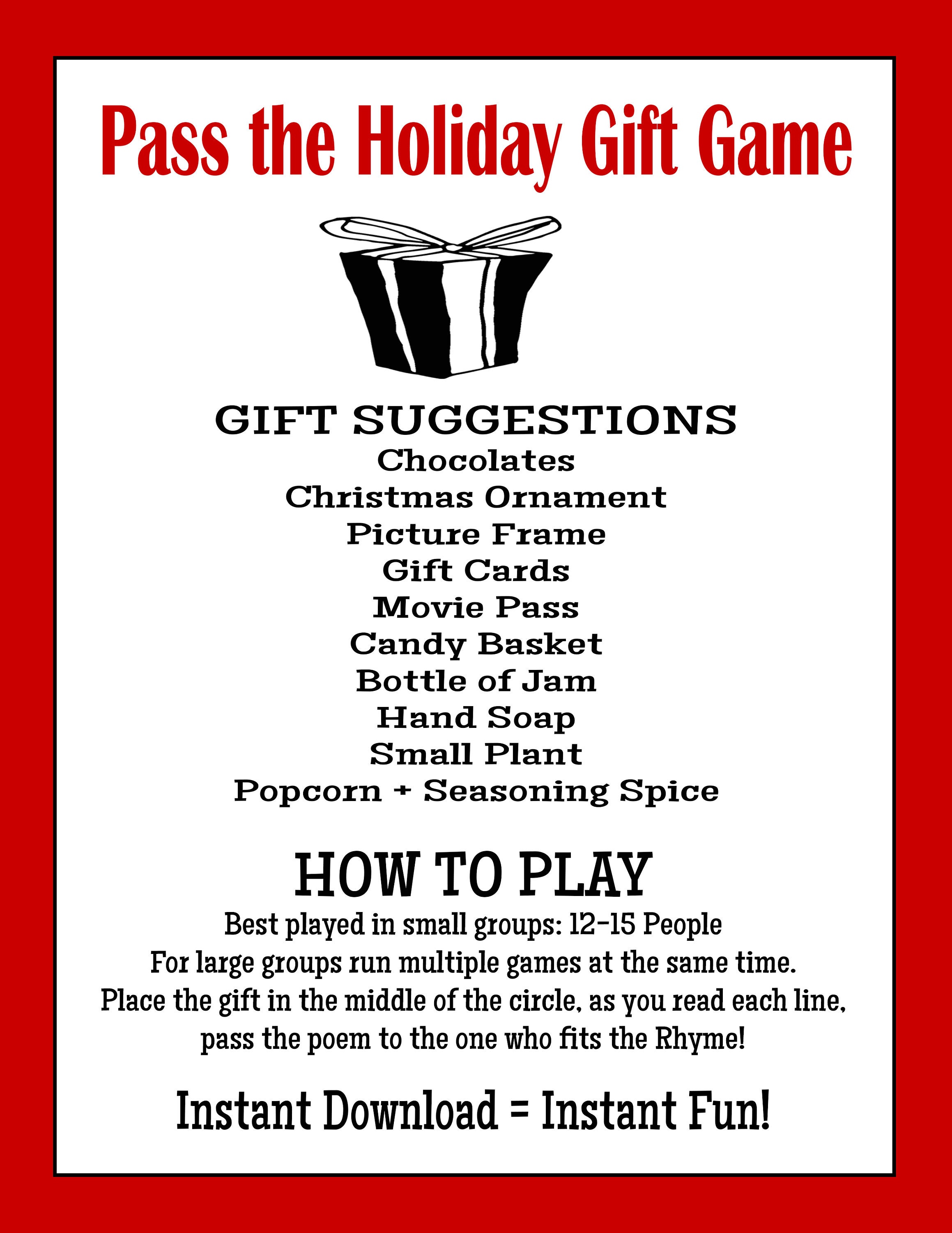 Christmas Pass the Gift Game Christmas Gift (Download Now) 