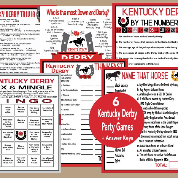 Kentucky Derby Games for Party, Kentucky Derby Trivia Games, Kentucky Derby Seniors Games, Fun Games for Kentucky Derby Event