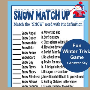 Winter Game, Wintertime Activity for Kids, Winter Snow Trivia Game,  Winter Trivia Game, Fun Winter Games for School, Winter Quiz