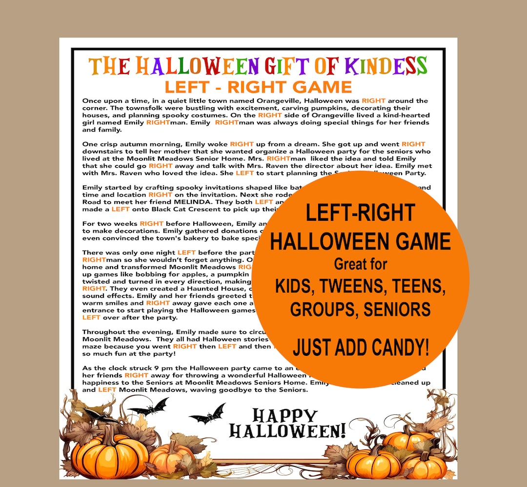 Left Right Halloween Kids Left Right Game School Activity Etsy