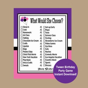 Teen Birthday Game, Tween Birthday Party Game, Teen Birthday Party Game, 10th, 11th, 12th, 13th, 14th, 16th Birthday Game, Instant Download
