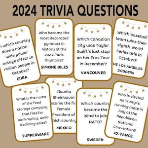 Jeu-questionnaire pour le Nouvel An 2024, jeu-questionnaire pour le réveillon du Nouvel An, jeu imprimable pour le jour de l'an 2025, jeu familial amusant pour le Nouvel An, cartes d'anecdotes de fête