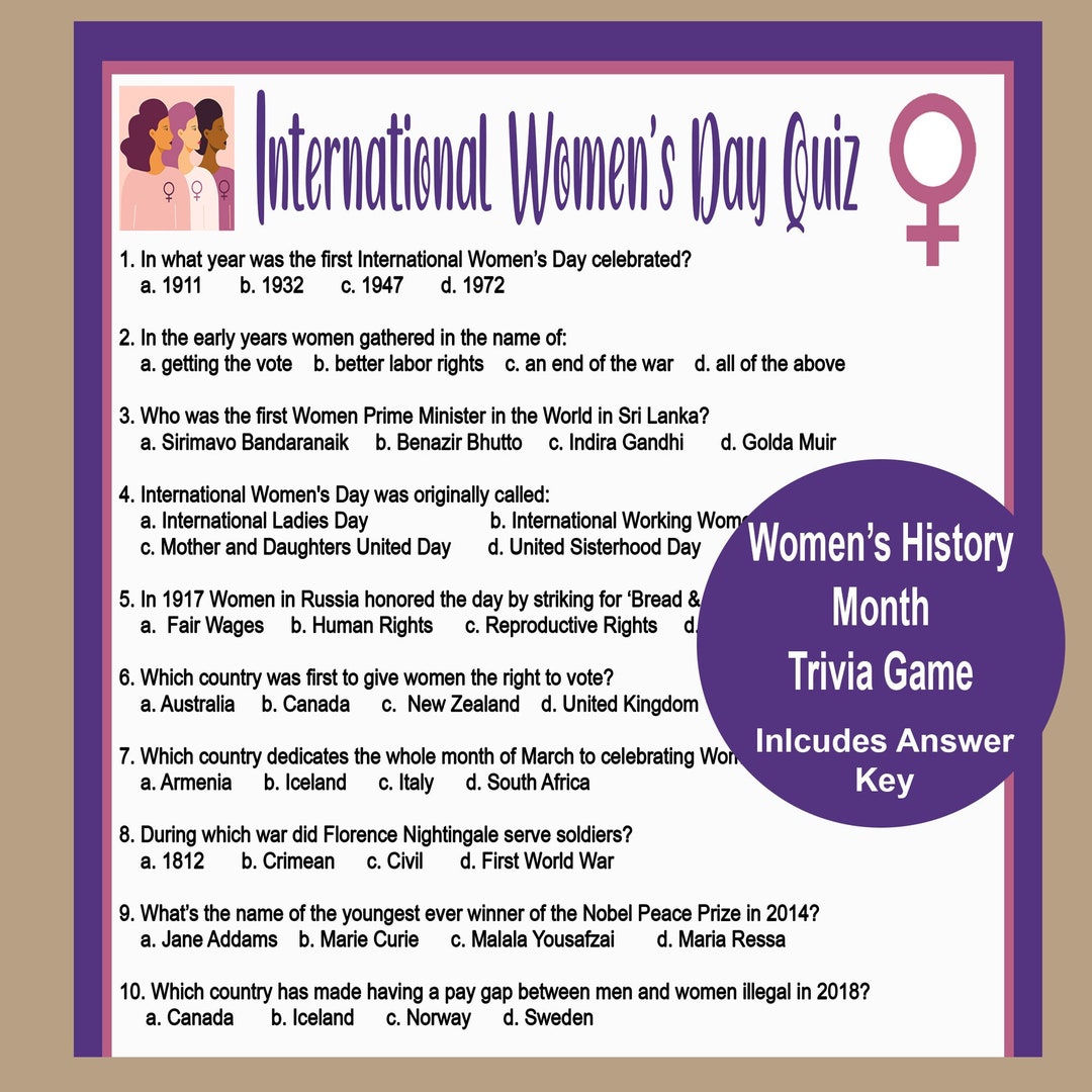 International Women's Day Trivia Women's (Download Now) Etsy