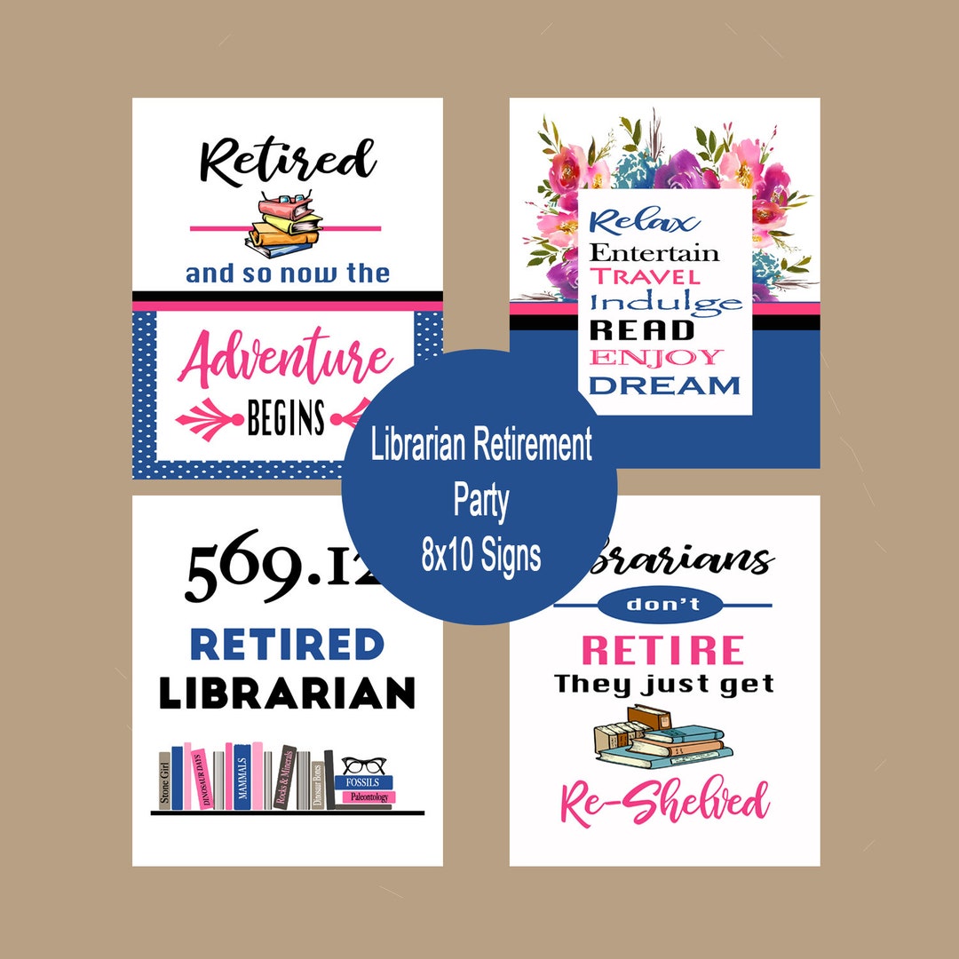Librarian Retirement Party Signs, Retirement Decorations, Retirement ...