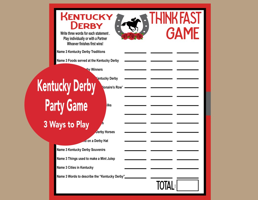Kentucky Derby Game, Kentucky Derby Icebreaker, Seniors Game for