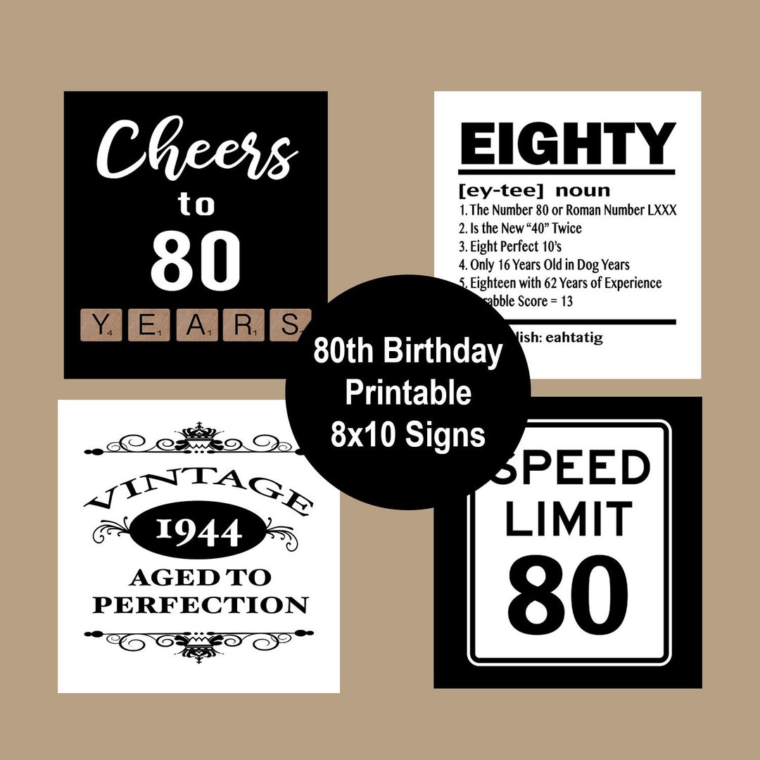 80th Birthday Party Decorations, 80th Birthday Printable, 80th Birthday ...