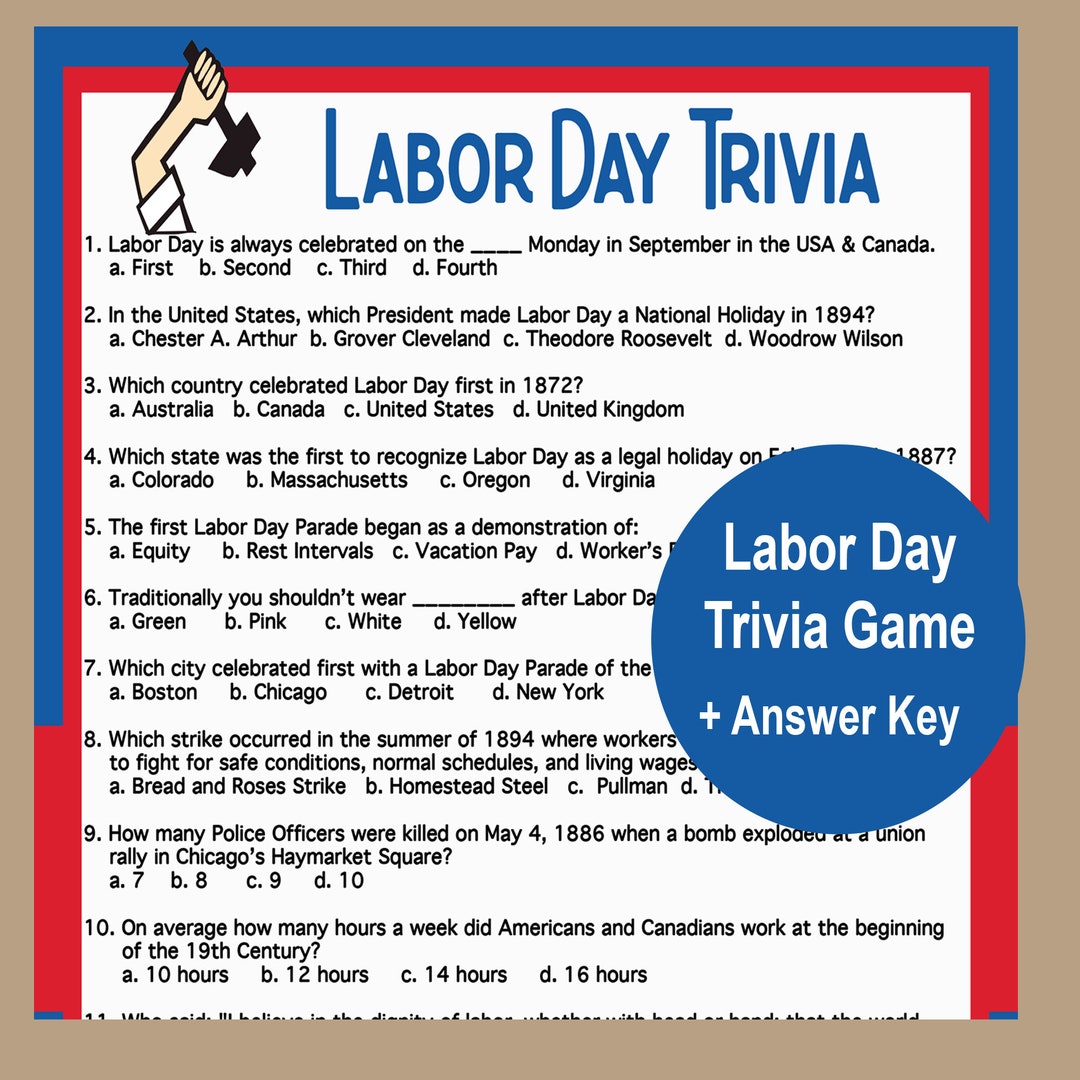 Labor Day Trivia Game, American Game, Patriotic Games, Fun Labor Day