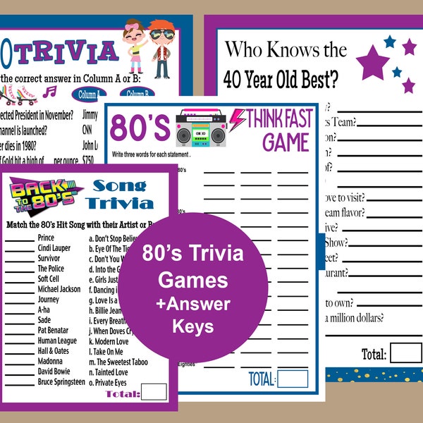 80s Trivia - Etsy