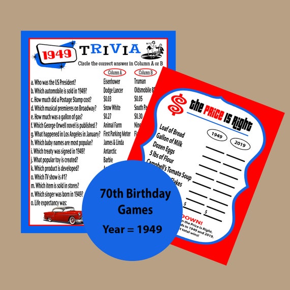 70th birthday party games adult party games price is right etsy