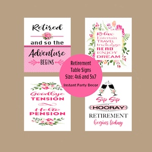 Retirement Table Signs, Retirement Party Decor, Teacher Retirement Decor, Retirement Decorations, Spring Retirement, Instant Download