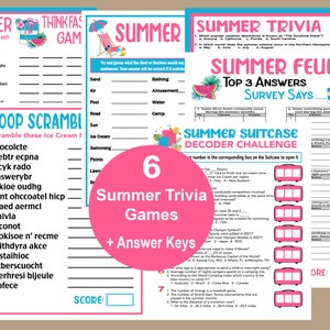 Summer Games, Summer Trivia Party Games, Tween and Teen Summer Games, Summer Activities for Seniors, Summer Feud Game, Summer Trivia Games