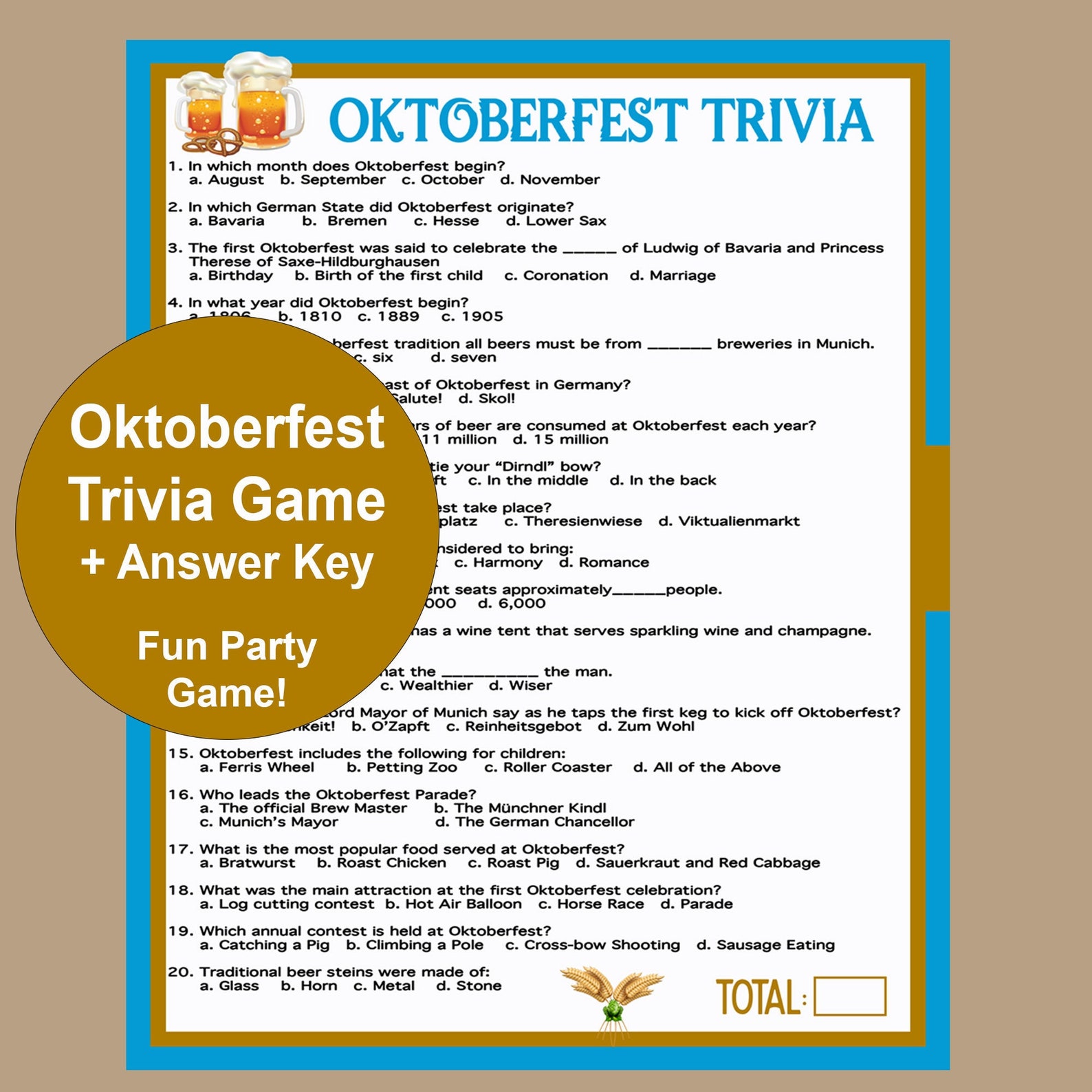 Oktoberfest Trivia Game