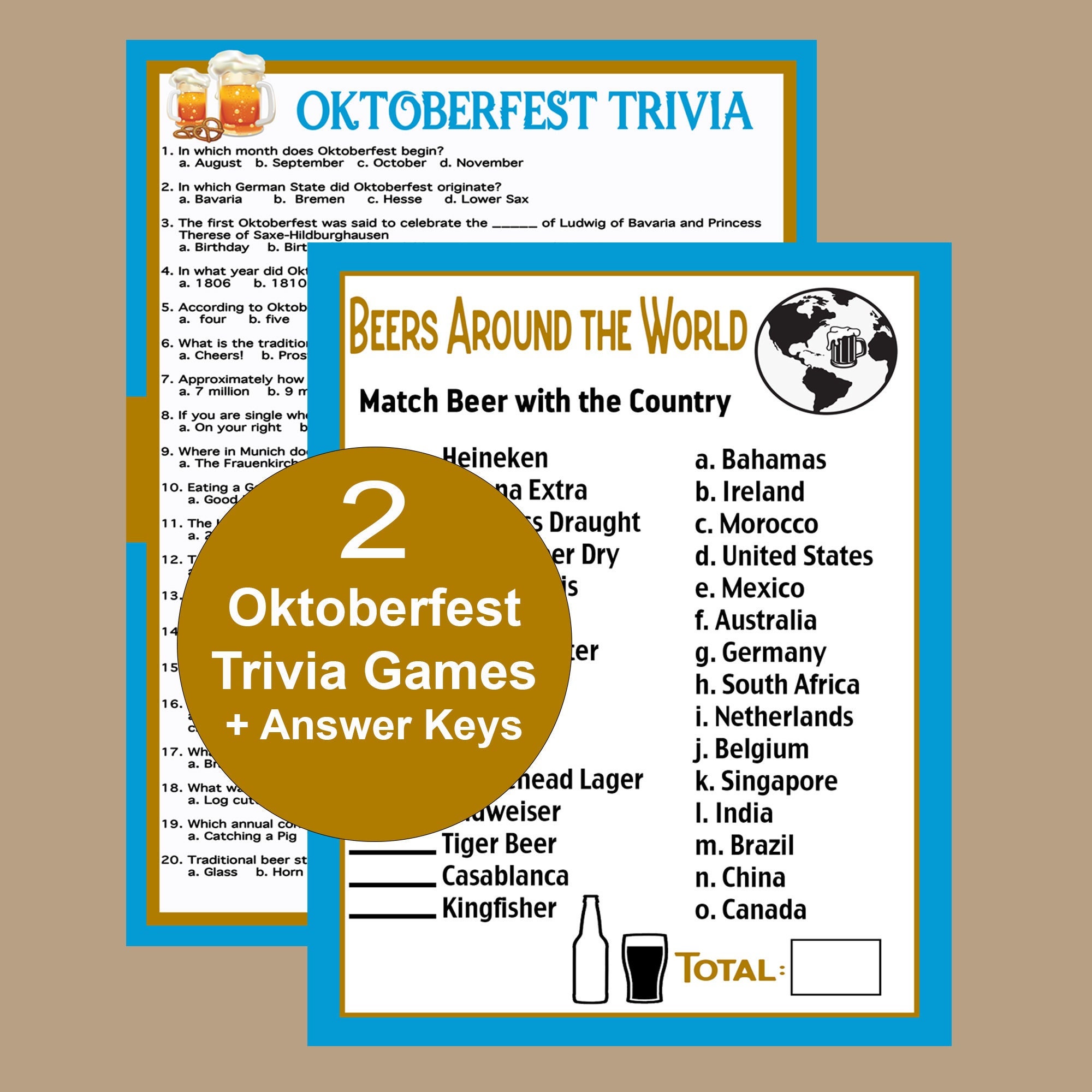 Oktoberfest Trivia Quiz Game Instant Download Oktoberfest 