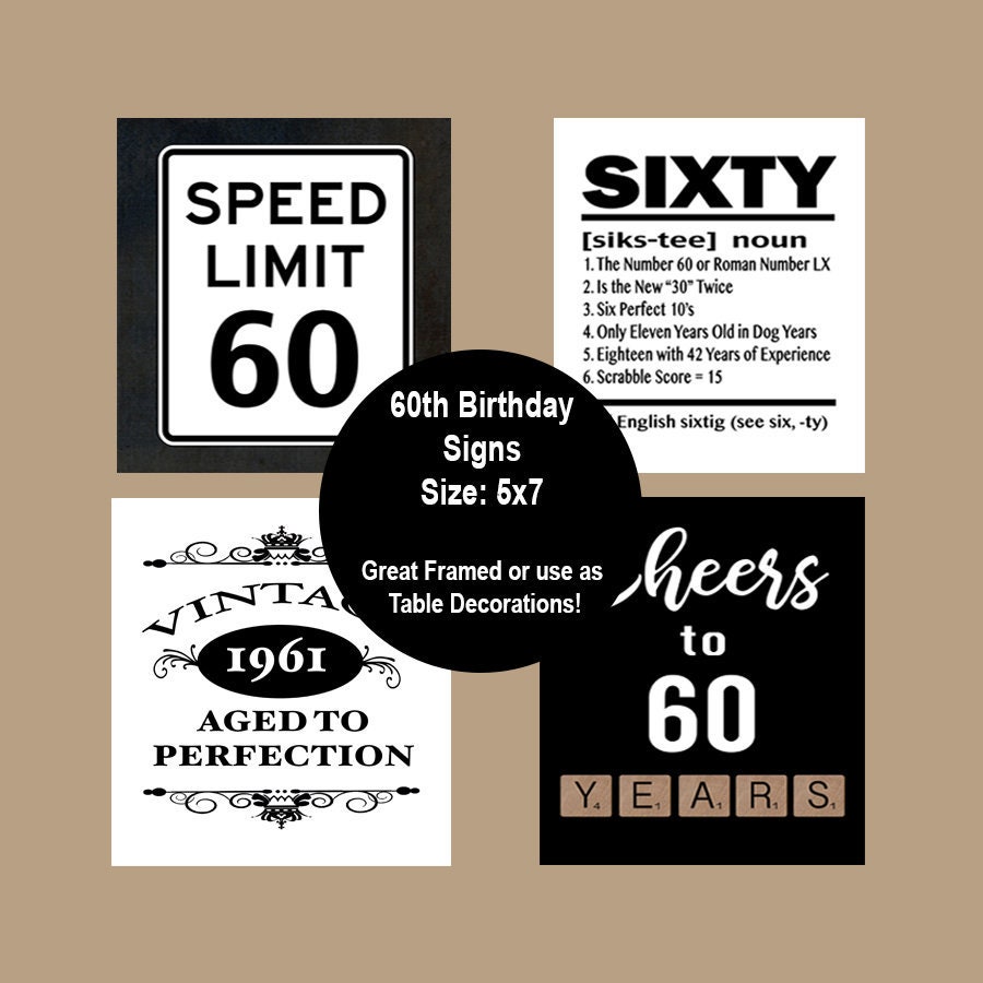 60th Birthday Signs 60 Birthday Party Decorations 60th | Etsy