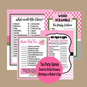 Tea Party Games, Bridal Tea Party Games, Birthday Tea Party, Tea Games, Retirement Tea Games, High Tea Party Games, Bridal Shower Games
